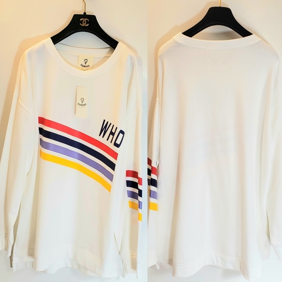 DUBGEE NWT White Graphic Print Pullover Sweater - Picture 13 of 13